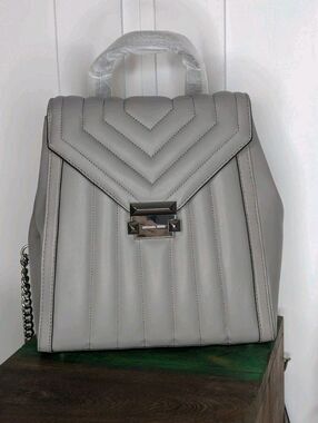 Michael Kors Whitney Quilted Backpack - Pearl Grey, Silver, Small, Dust-bag, NWT